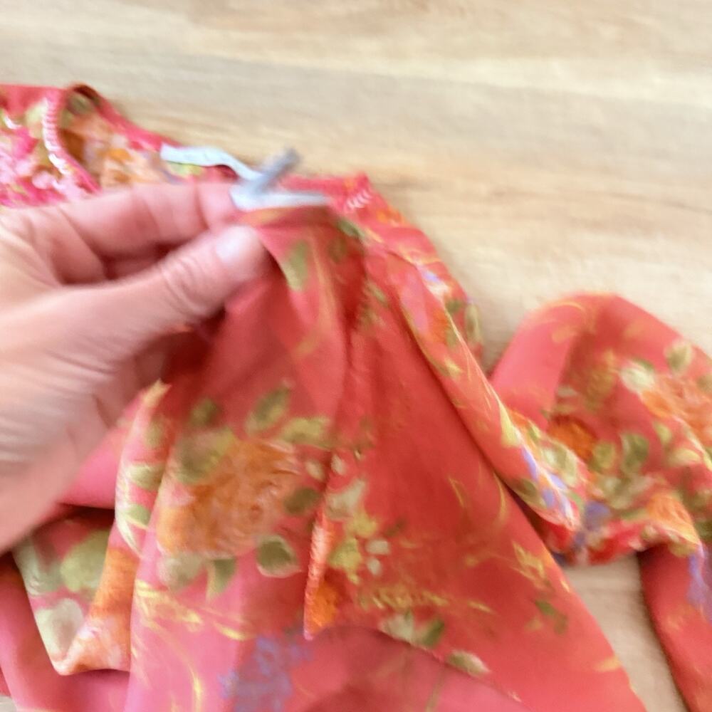 Cabi Coral Floral Lightweight Silk Sequin Embellished Embroidered Blouse Size S - Picture 13 of 15